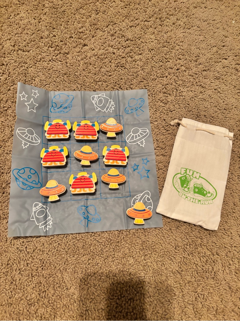 Kids Travel Space-Themed Tic-Tac-Toe Game - wooden